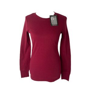 Vortex Women’s Shirt Crimson Red Long Sleeve Thermal Round Neck Size Small
